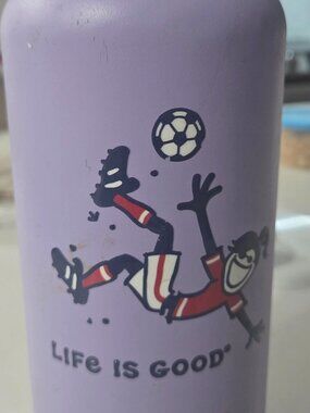 32 oz purple Life is Good SS H2O soccer bottle